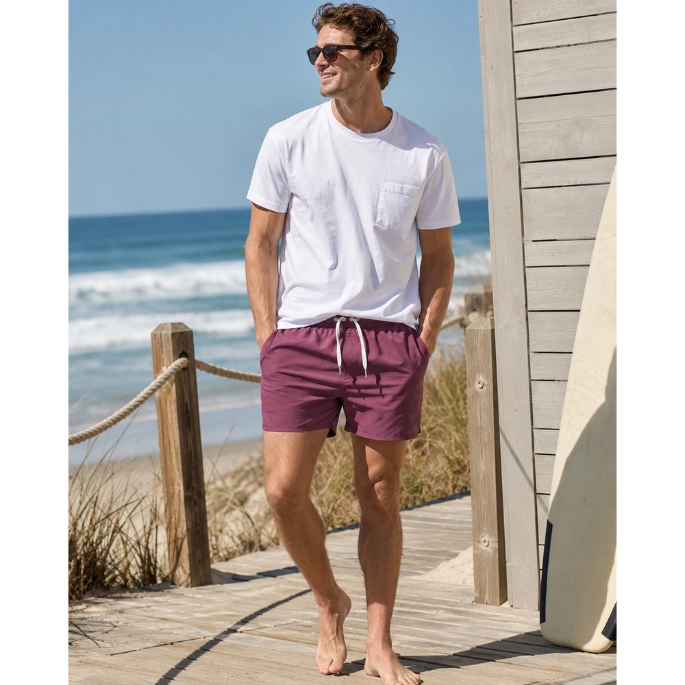 Fair Harbor Mens Anchor Shorts Swim Trunks XL Burgundy  8 Inch Inseam